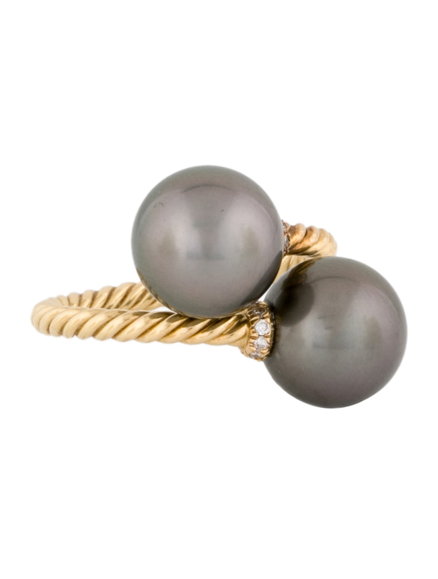 David Yurman 18K Pearl & Diamond Solari Bypass Cocktail Ring
